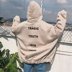  新款连帽卫衣宽松慵懒风加绒加厚拉链情侣装外套不低于59