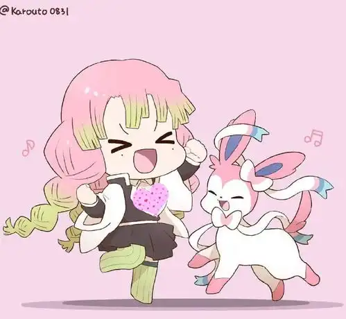  鬼灭之刃当九柱配上宝可梦伊布,水柱不知所措,恋柱开心到跳脚