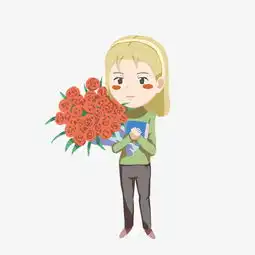  手绘女生捧花插画矢量图图片素材其他格式下载动漫人物大全