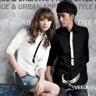  2011秋装新款假领带个性时尚长袖衬衫男女情侣纯棉衬衣韩版修身