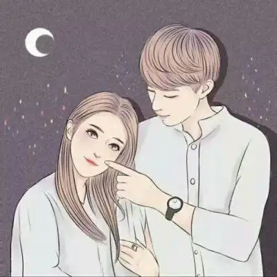  可爱彩绘动漫情侣头像别来无恙你在心上