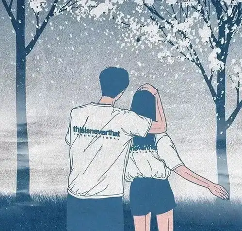  2022年情侣头像美到窒息的小插画