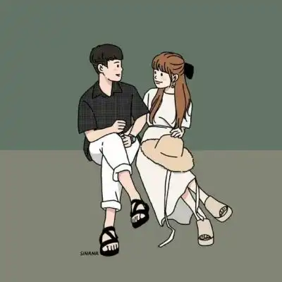  简笔漫画情侣头像,我其实一直在终点等你
