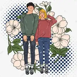  双十一情侣模特现代小清新插图素材图片免费下载千库网