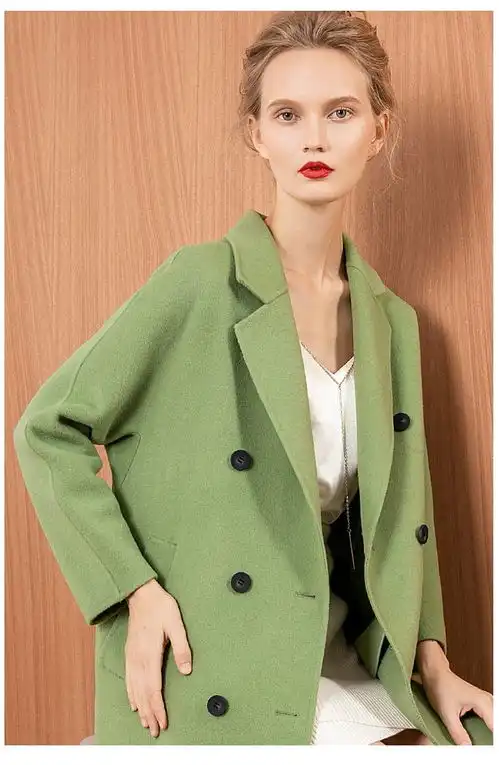  施悦名女装2020新款双面羊绒大衣女中长款修身欧美风毛呢外套女a