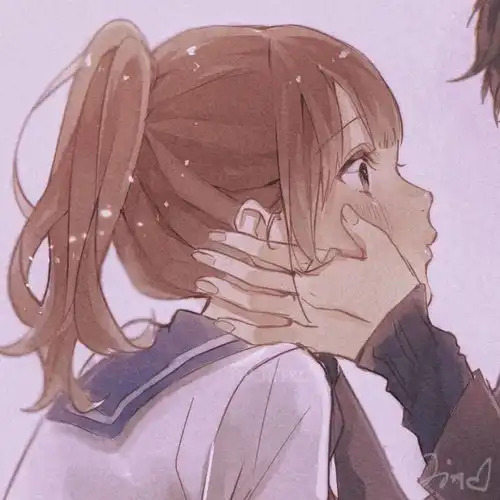  手绘动漫插画情侣头像