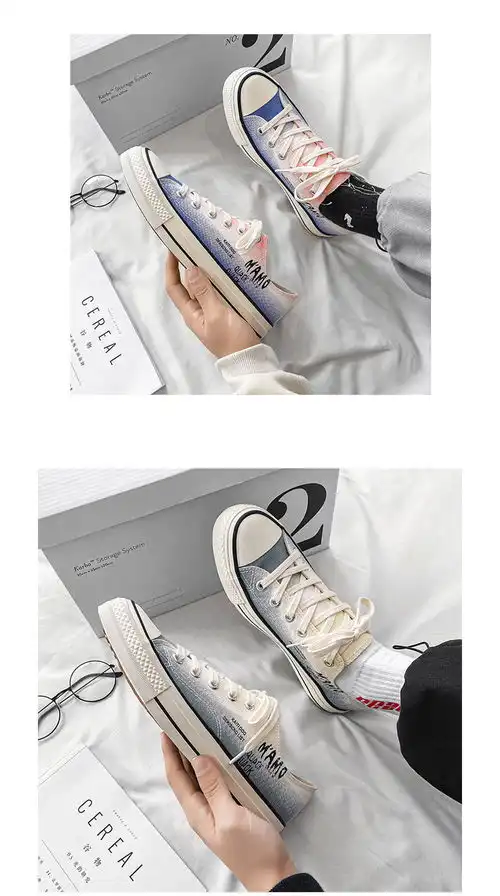  卓纪女鞋夏季低帮印花鞋男2022年春秋新款帆布鞋学生百搭休闲情侣板鞋子潮