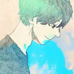  背靠左边的素描动漫人物