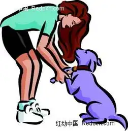  和狗狗握手的女孩时尚漫画ai素材免费下载红动网