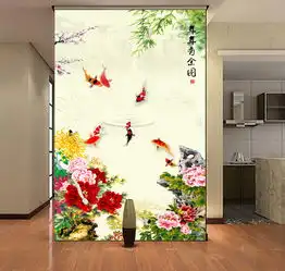  九鱼图中式玄关图片素材效果图下载动物花鸟玄关大全中式玄关编号11785527