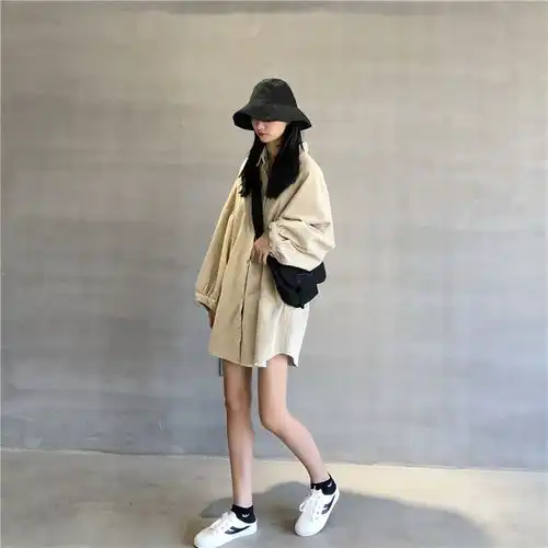  韩版中长款慵懒风宽松灯芯绒长袖衬衣外套女p62中纺服饰v10四季星座网