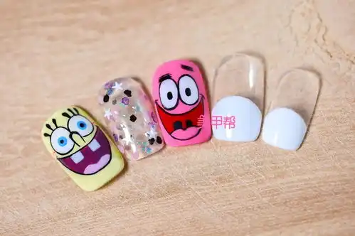  美甲教程海绵宝宝美甲