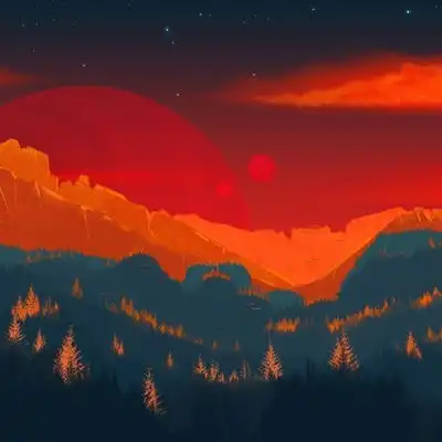  唯美动漫头像风景,唯美红色夕阳动漫风景图片