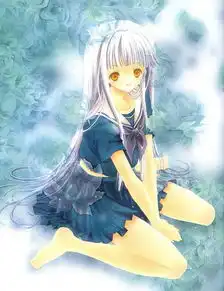  一个双手胸前握紧微笑的女生,动漫图片,清新,治愈系,背景颜色和女生衣服颜色好像是青色或者浅绿色