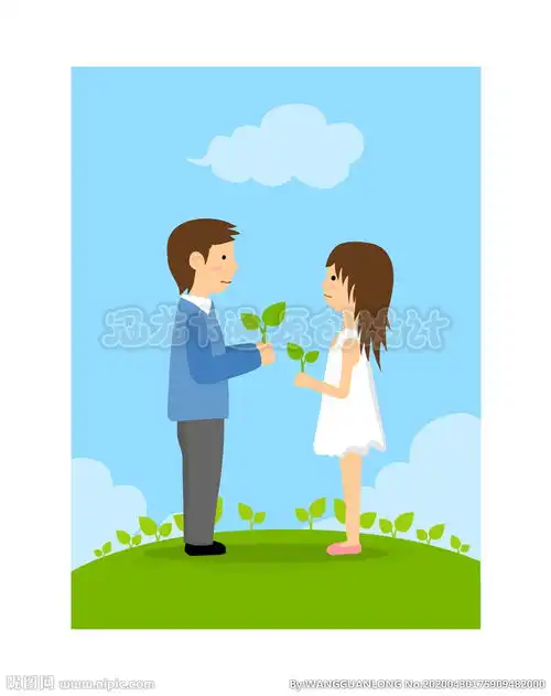  绿色健康插画之情侣漫画图片