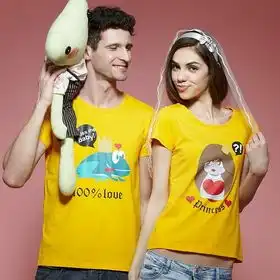  frogprinceprincess情侣t恤女黄色
