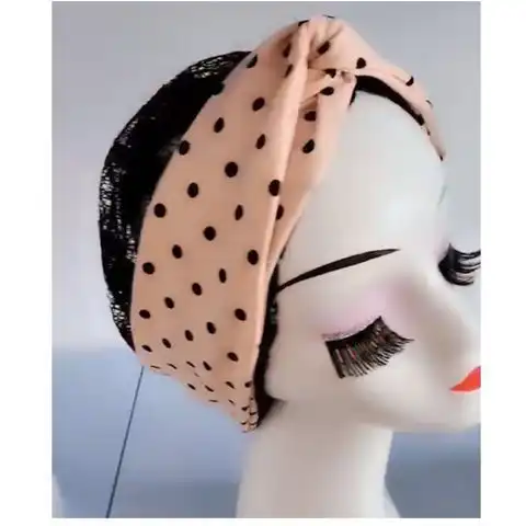  穆斯林纱巾新款发带帽回族头巾帽波点蕾丝韩版包头帽盖头帽头巾帽