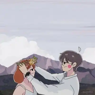  情侣手绘插画背景图别急甜甜的微信头像我要个性网