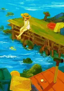  夏日清凉海边草帽白裙少女色彩斑斓的悠长堆糖,美好生活研究所