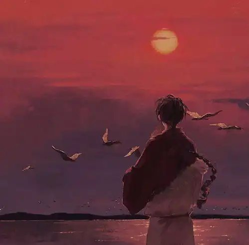  动漫男头日落总会让我想起你