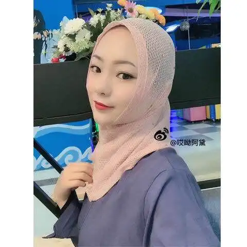  穆斯林纱巾夏季新款方便头套点缀超薄透气头巾时尚休闲回族女盖头