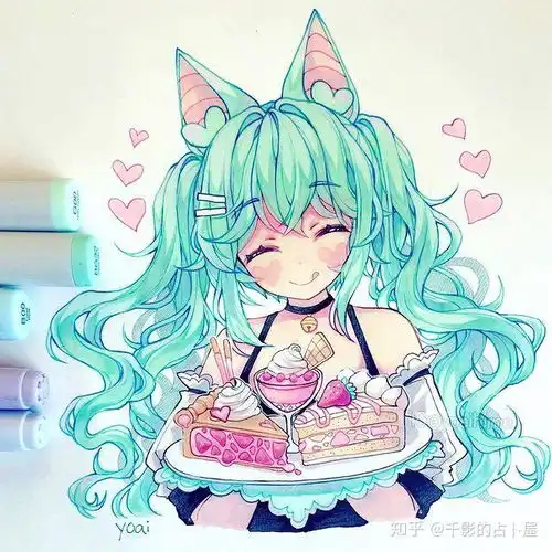  插画欣赏丨日本画师用马克笔绘制少女插画,萌萌哒,好可爱