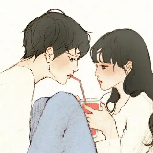  一组韩范的情侣头像,两人甜蜜甜蜜互动真是虐杀旁人