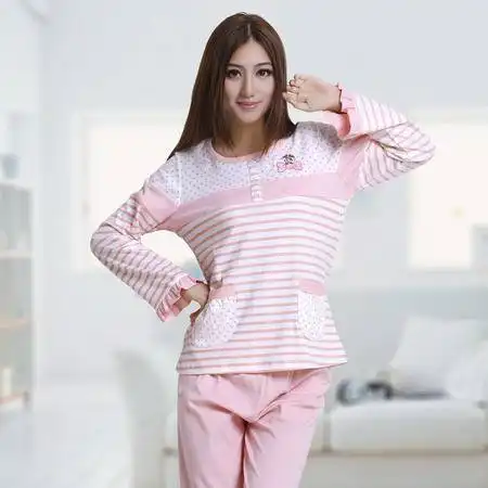  霞黛芳新品秋冬季家居服男女两件套情侣睡衣女款4708