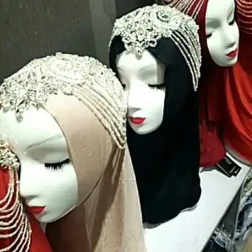  春秋季爆款穆斯林纱巾方便盖回族纯工吊坠套头莫代尔水晶麻