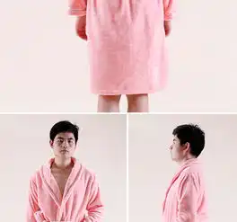  玉沙家纺法兰绒浴袍男女情侣款加厚保暖浴衣开襟绑带珊瑚绒浴袍