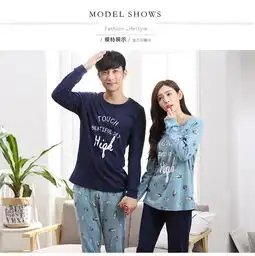  颂美春秋季情侣睡衣女长袖纯棉套装可爱外穿卡通男女士家居服全棉