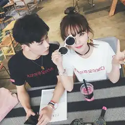  原宿bf韩版情侣装同款毕业班服t恤棉学院风男女短袖打底衫情侣潮