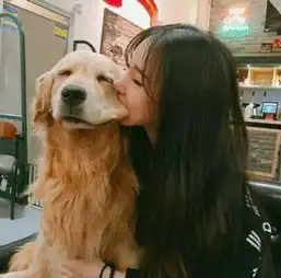 谁有一个女生咬金毛脸的头像