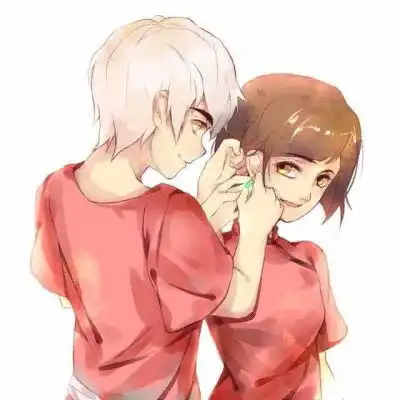  红色系动漫情侣头像一男一女无悔伴他一生