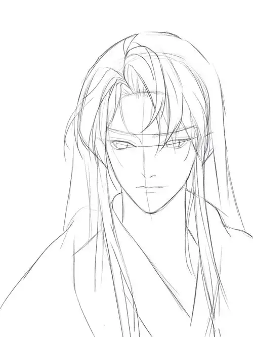  治愈系漫男头像线稿绘画教程