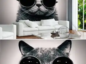  欧式复古戴墨镜的猫咪可爱耍酷儿童房背景墙图片设计素材高清模板下载26.31mb儿童房背景墙大全