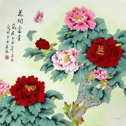  画家凌雪四尺斗方国画花鸟画花开富贵工笔牡丹,国画工笔牡丹画花鸟画客厅装饰画新家朋友送礼