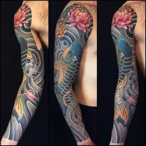  20张花臂鲤鱼纹身及手稿