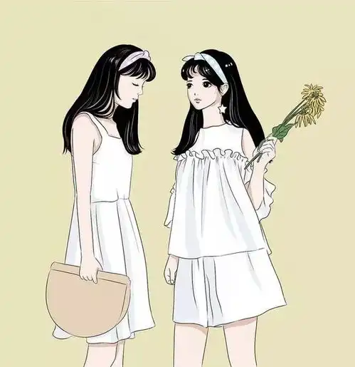 闺蜜好朋友复古少女插画壁纸头像