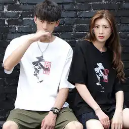  夏季嘻哈短袖t恤情侣款宽松衣服半袖t情侣装inska8133