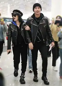  钟丽缇不遮掩幸福肥,一身黑情侣装好酷帅,张伦硕雅痞风格太迷人