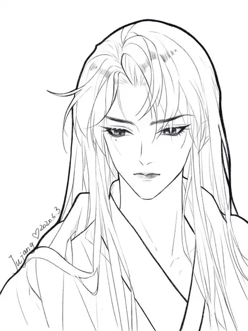  治愈系漫男头像线稿绘画教程