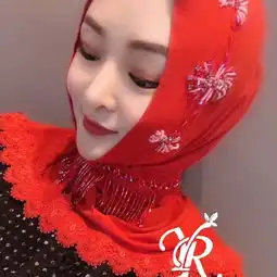  穆斯林纱巾新款嘉米拉回族头巾重工串珠蕾丝项链套头方便回族帽子,一品好特惠