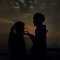  有意境的夕阳暮色恋人头像,情侣头像图片