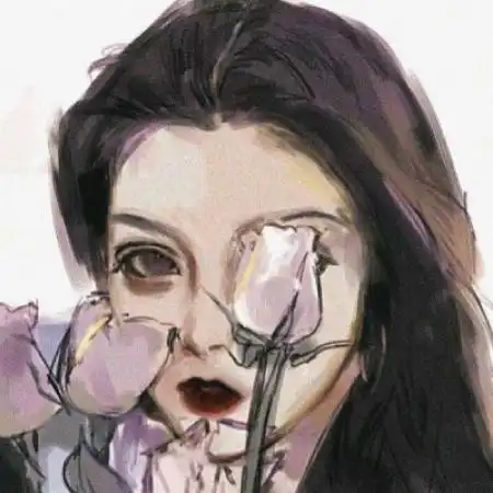  手绘女生动漫头像,冷酷系的女主角