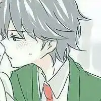  蓝白色的情侣头像图像动漫任务,头发很浅的灰色,跪求