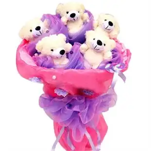  爱尚卡通花束5白熊5只韩国白色泰迪熊公仔花生日礼品情人节礼物怎么样,好不好