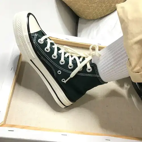  复古高帮帆布鞋女ins韩版百搭学生平底原宿风单鞋情侣1970s板鞋潮