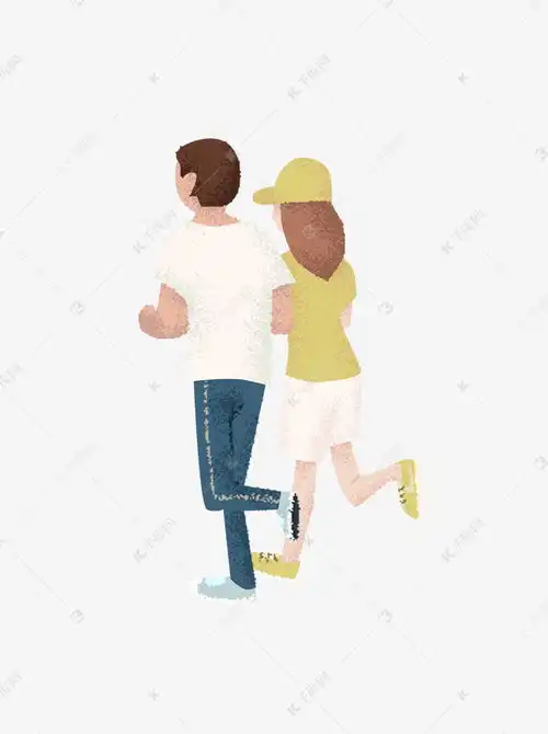  手绘简约情侣跑步元素素材图片免费下载千库网