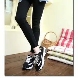  春夏季情侣鞋黑白牛奶鞋韩版运动鞋增高厚底学生男鞋气垫熊猫潮鞋